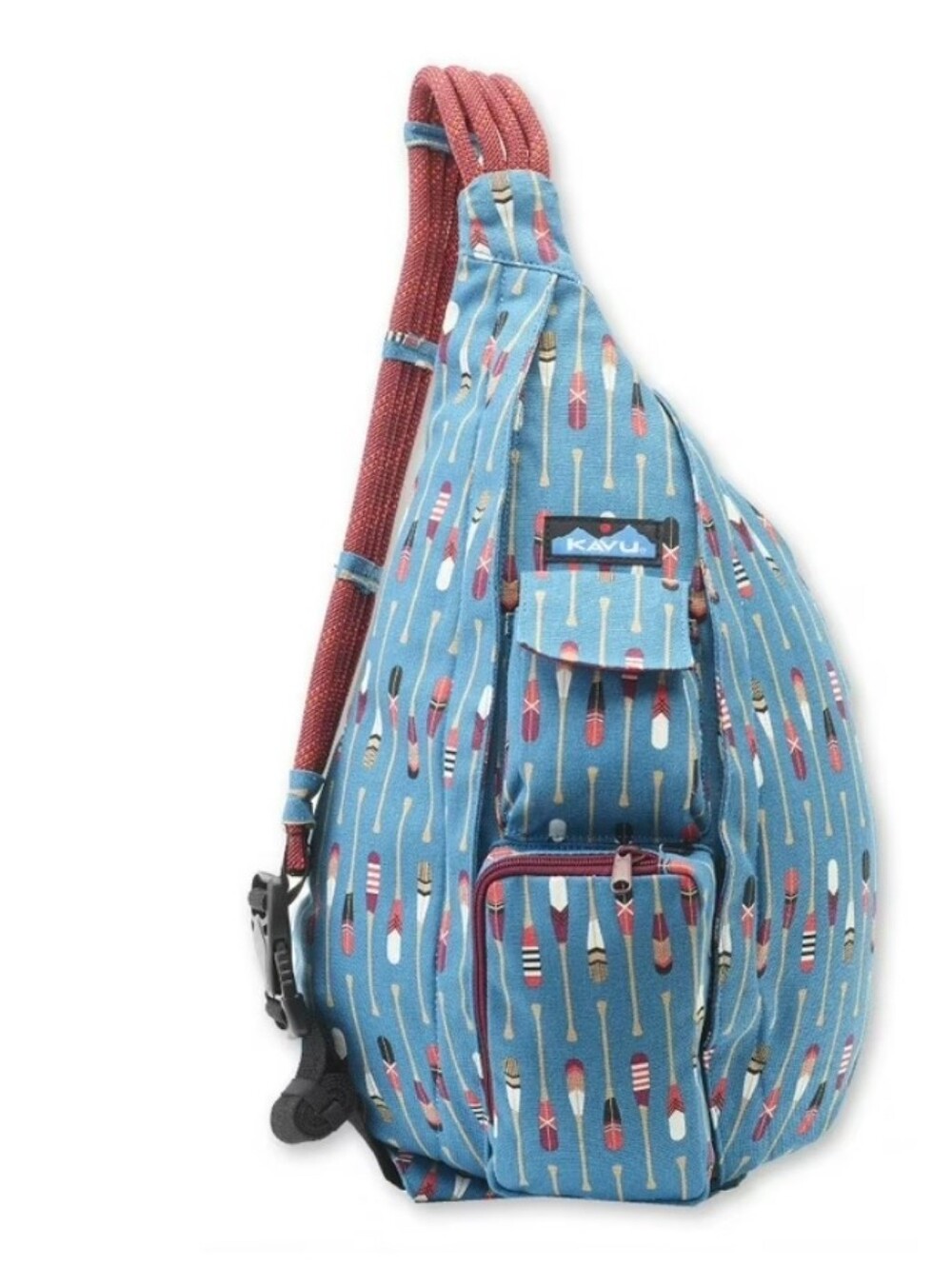 KAVU Original Rope Bag Row House Print Crossbody Sling Backpack Canvas, Oars